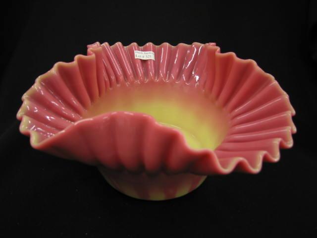 Appraisal: Mt Washington Glossy Burmese Art Glass Bowl trefoil ruffled top