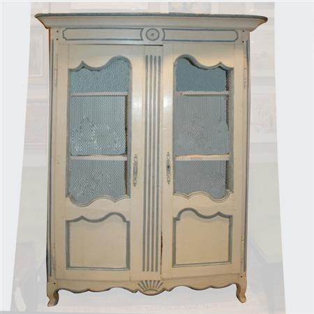 Appraisal: Louis XV Style Painted Wire Door Armoire Estimate -