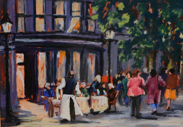 Appraisal: ANN HALLCafe Life St Germain Paris signed pastels x cm