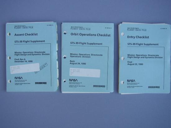 Appraisal: STS- Flight Data File Checklists A series of checklists written