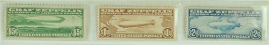 Appraisal: Three Stamps Graf Zeppelin Issue United State unused C -C