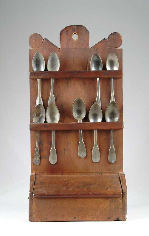 Appraisal: TH C NEW ENGLAND CHERRY AND PINE SPOON RACK AND