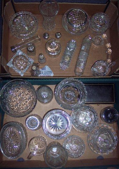 Appraisal: A quantity of cut glass bowls cruets jugs and jars