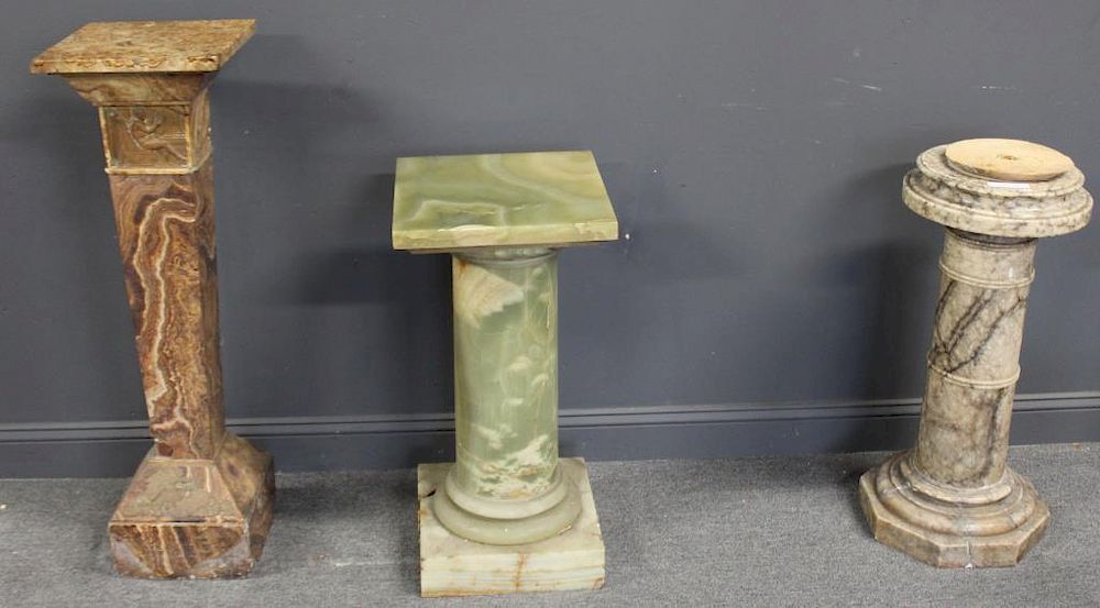 Appraisal: Lot of Antique Marble Pedestals with Bronze Mounts From a