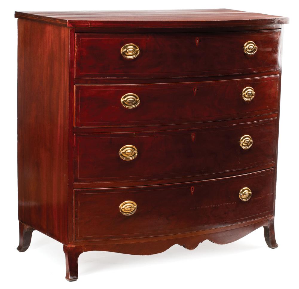 Appraisal: George III Inlaid Mahogany Bowfront Chest th c four drawers