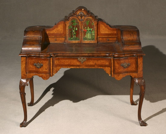 Appraisal: Queen Anne Style Burl Walnut and Verre Eglomis 'Carlton House'