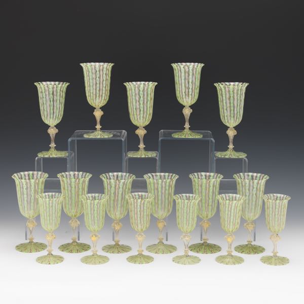 Appraisal: VENETIAN MURANO WINE GLASSES SET OF Set of Venetian Murano