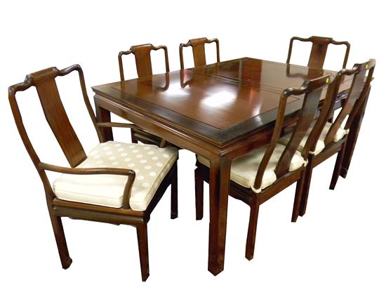 Appraisal: th C Chinese style dining set table with upturned cube