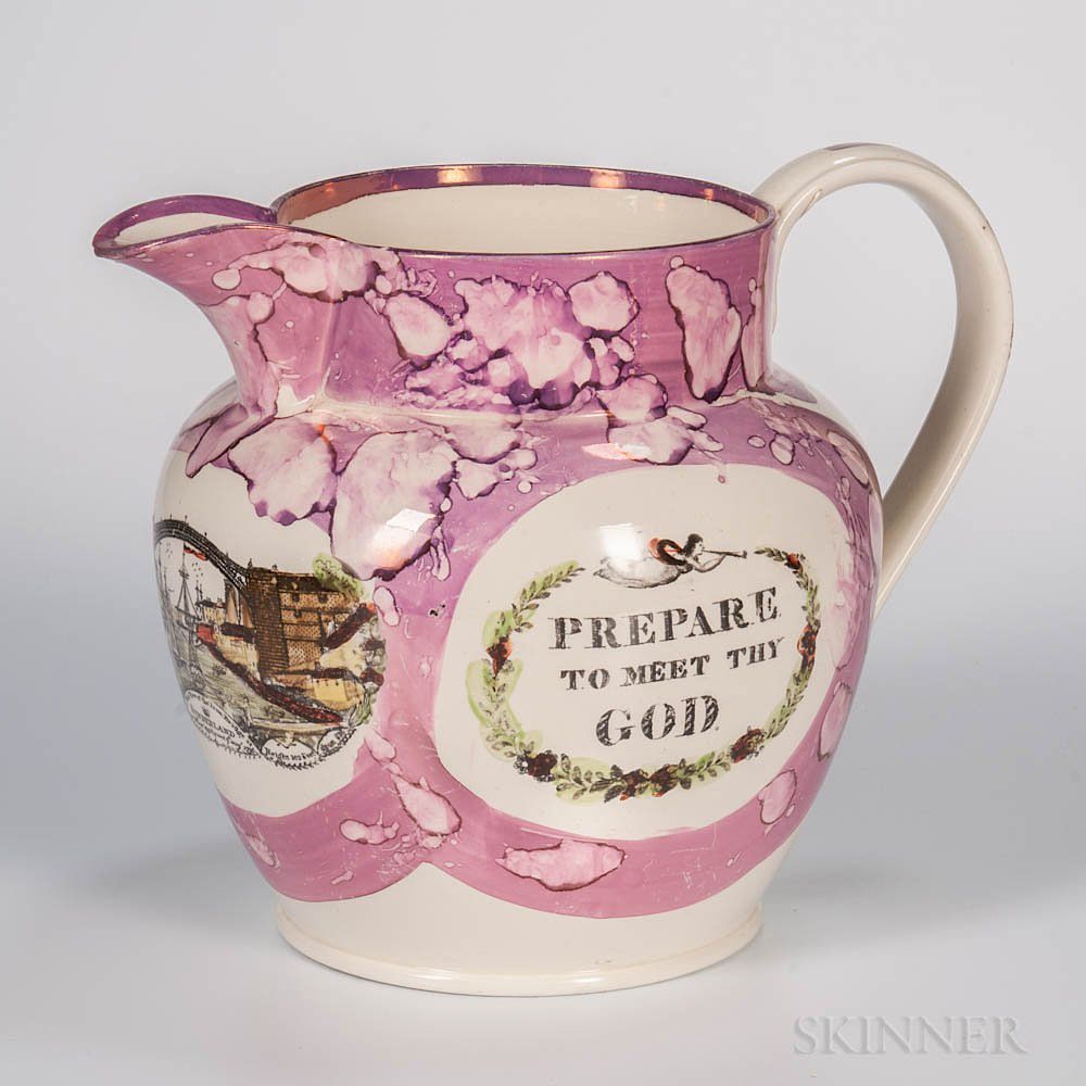 Appraisal: Sunderland Pink Lustre Iron Bridge Jug Sunderland Pink Lustre Iron