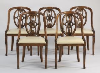 Appraisal: Open back side chairs early th c Five open back