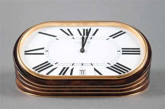 Appraisal: Les Must de Cartier desk clock th century brass and