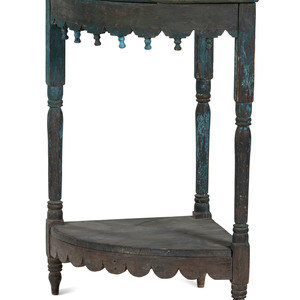 Appraisal: An Early Victorian Blue Painted Pine and Maple Corner Washstand