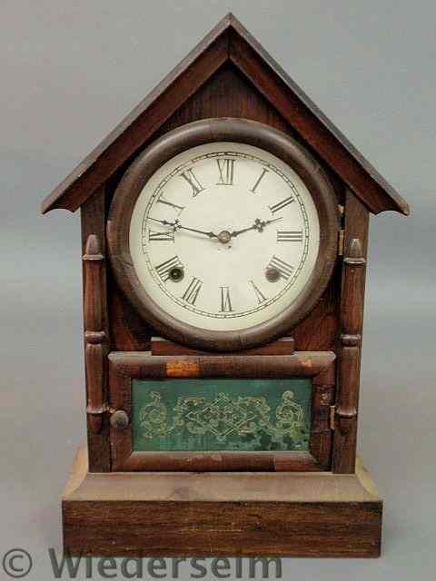 Appraisal: Mahogany Waterbury eight-day shelf clock h x w