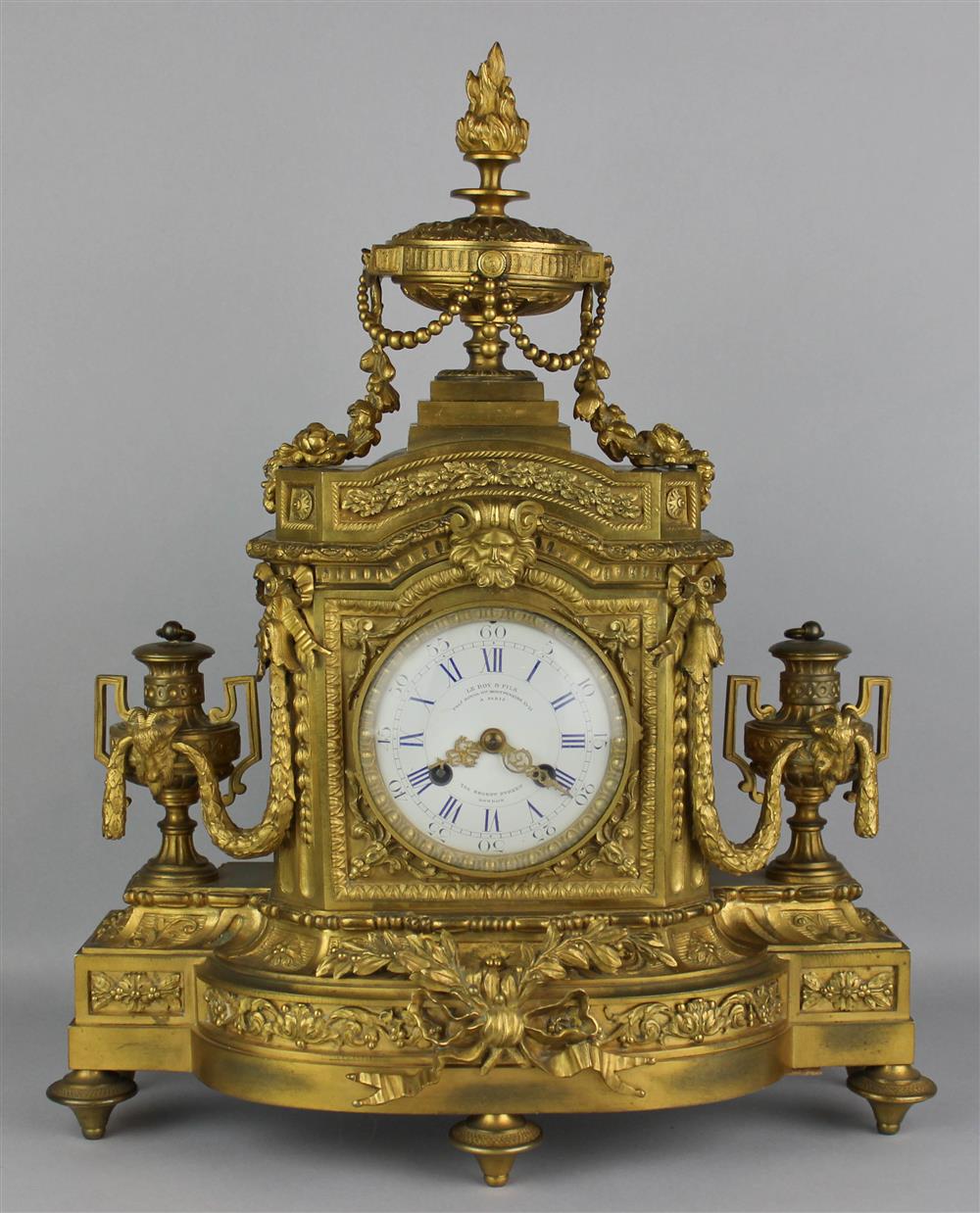 Appraisal: LOUIS XVI STYLE GILT BRONZE MANTEL CLOCK late th early