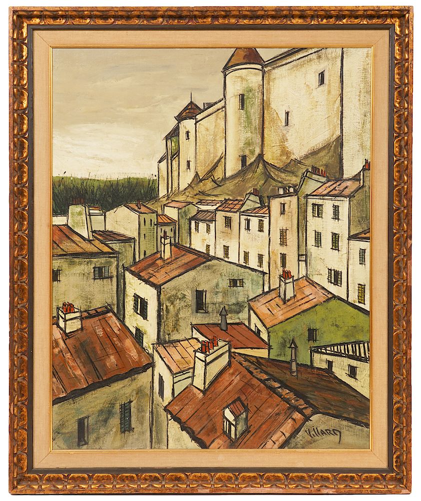 Appraisal: Charles Levier 'Village Rooftops' O B Painting Charles Levier France