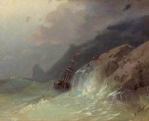 Appraisal: AJVASOVSKI IVAN-KONSTANTINOVISCH Feodosija Attributed Shipwrecked on the coast Oil on