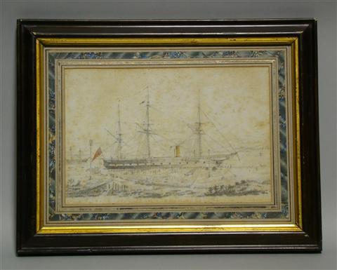 Appraisal: th CENTURY BRITISH SHIP-OF-THE-LINE WITH SAILORS ON DECK AND ON