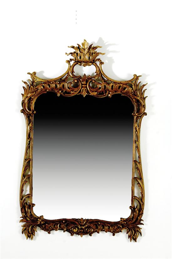 Appraisal: Chinese Chippendale style carved and gilt-decorated overmantel mirror surmounted with