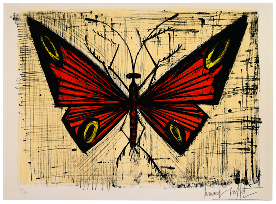 Appraisal: BERNARD BUFFET Papillon rouge et jaune Color lithograph on Arches