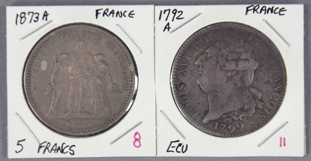 Appraisal: -A ECU from France Louis XVI Fine obv scratched Along