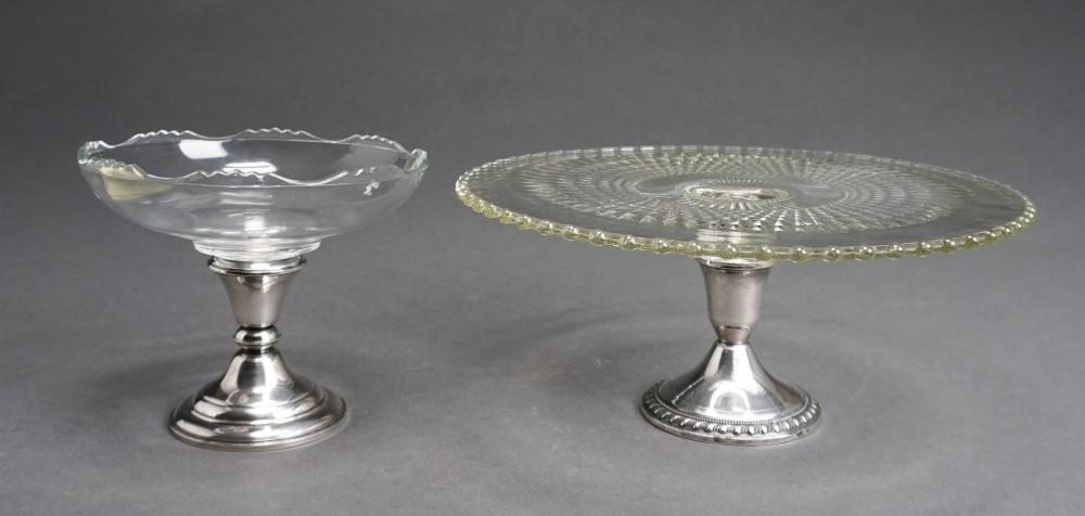 Appraisal: Weighted Sterling Silver and Glass Cake Plate and Compote Larger