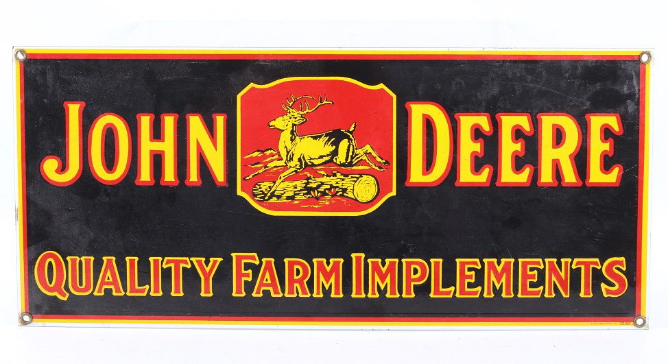 Appraisal: John Deere Porcelain Reproduction Advertising Sign Offered in this lot