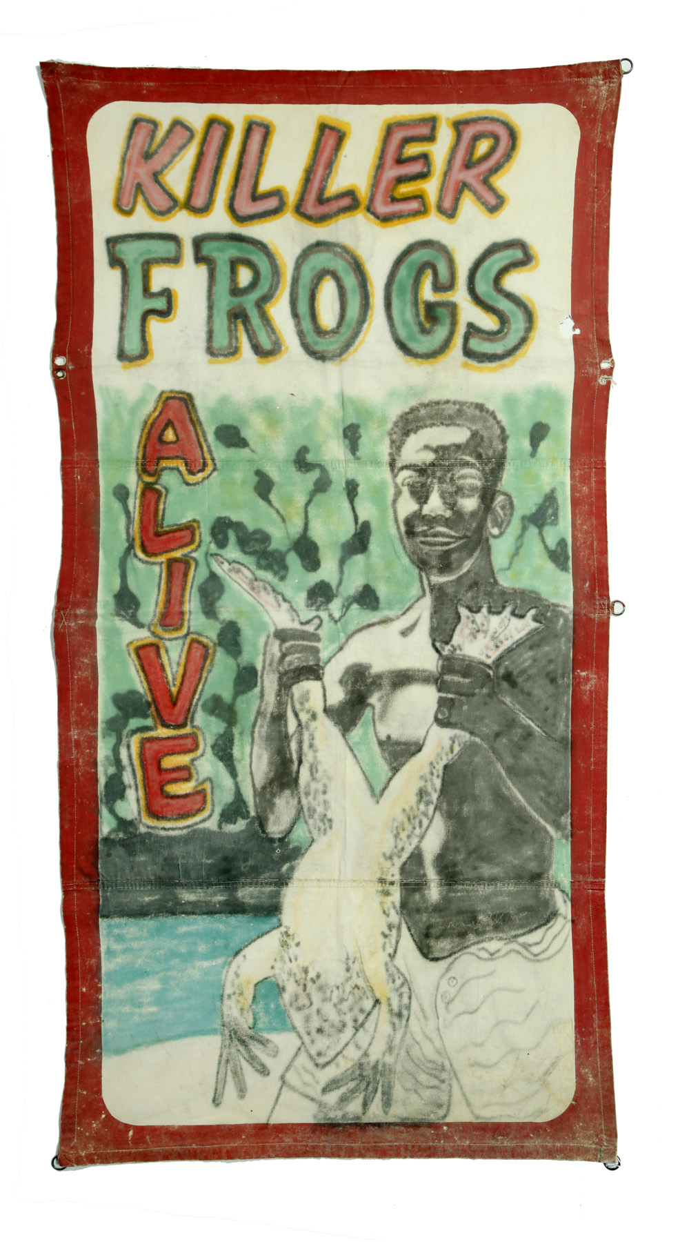 Appraisal: CIRCUS SIDE SHOW BANNER KILLER FROGS ALIVE American Mid th