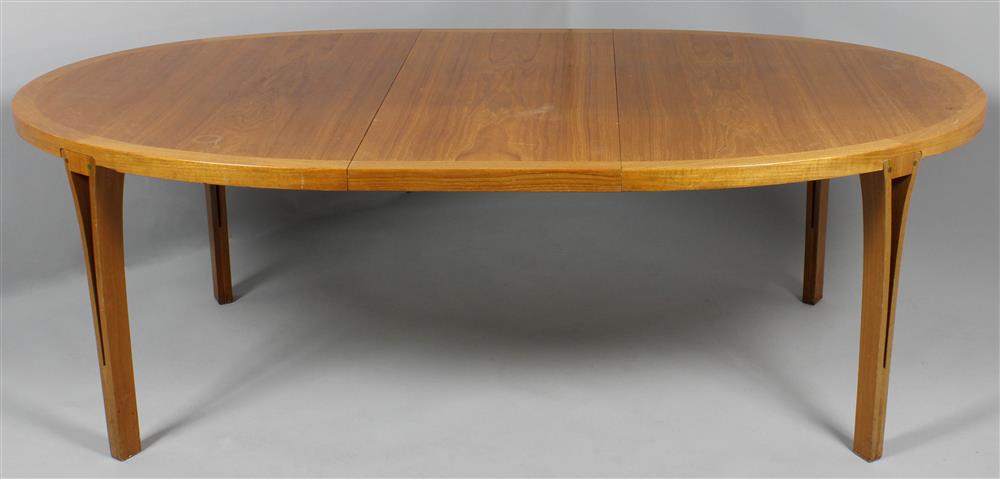 Appraisal: DANISH MODERN EXTENSION DINING TABLE LABELED ROSENGAARDEN the oval banded