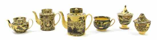 Appraisal: A Collection of Six Transfer Decorated Creil Tea Articles each