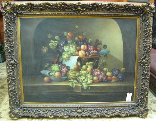 Appraisal: CONTINENTAL SCHOOL OIL ON CANVAS th century Still life with