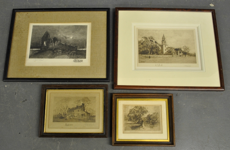 Appraisal: - Four pencil engravings signed Robert Shaw the larger two