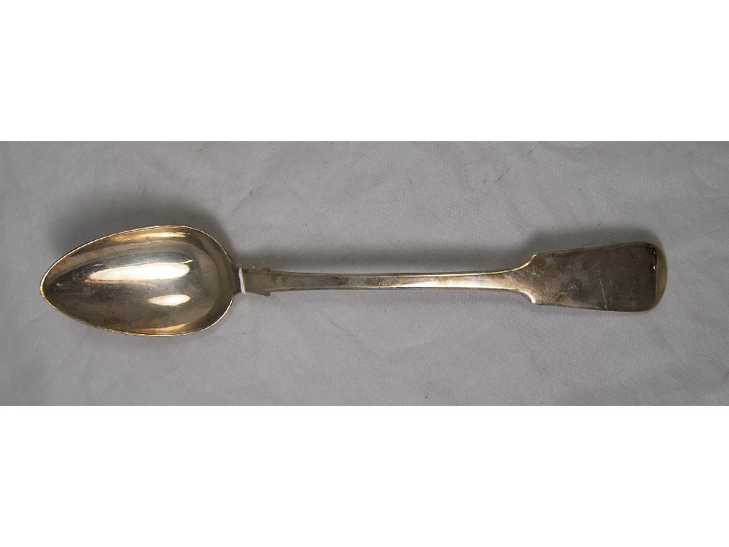 Appraisal: Large Georgian silver fiddle pattern table spoon London maker JH