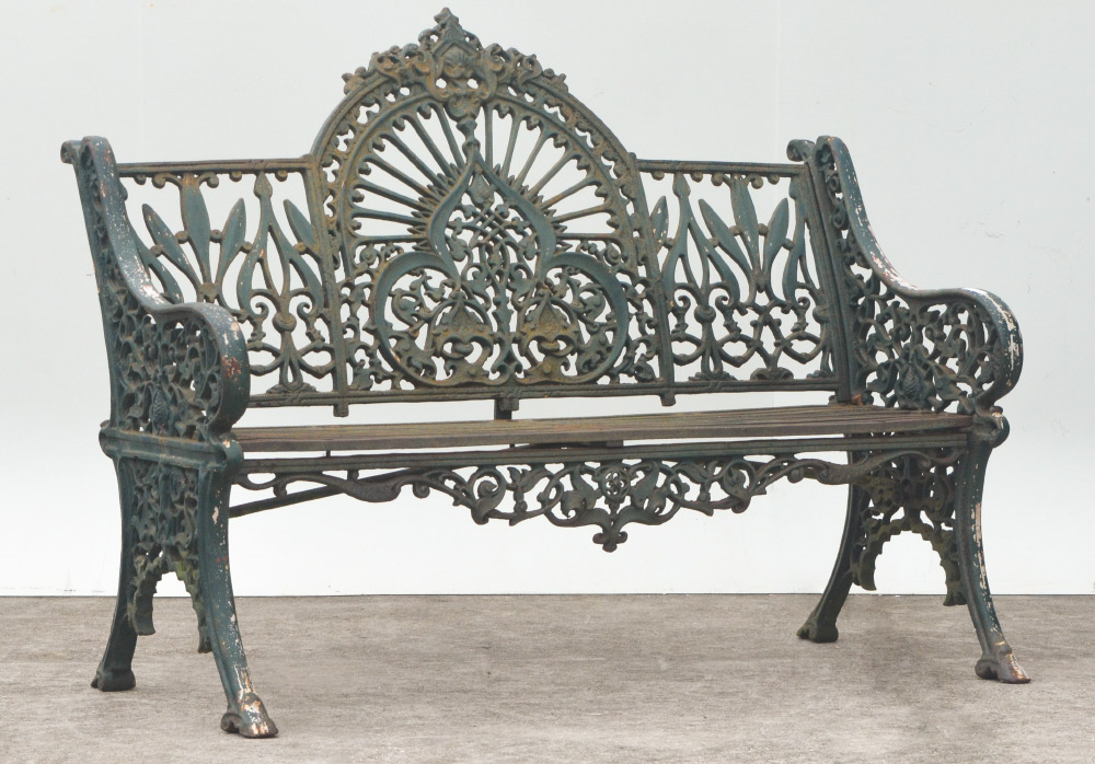 Appraisal: GOTHIC REVIVAL CAST IRON GARDEN BENCH In the Coalbrookdale style