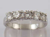 Appraisal: A white metal tests carat gold five stone diamond ring