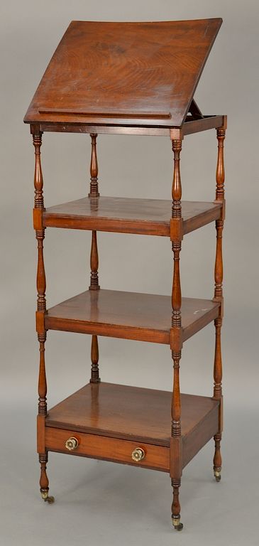 Appraisal: George IV mahogany etagere with tilting top plus one drawer