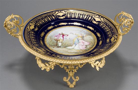 Appraisal: Sevres style continental porcelain plate th century Handpainted scene at