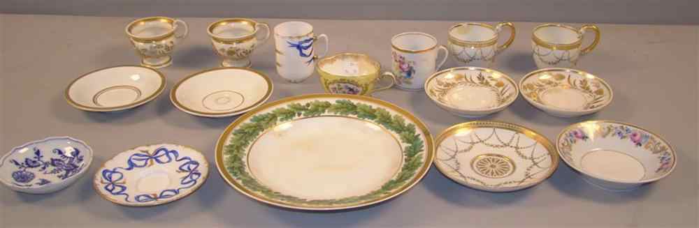 Appraisal: GROUP OF GERMAN PORCELAIN Including two Meissen cups and a