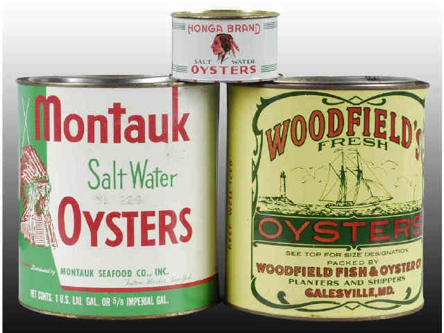 Appraisal: Lot of Assorted Oyster Tin Cans Description Woodfields Montauk and