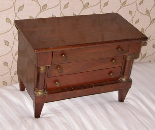 Appraisal: Artist Title Mahogany miniature rectangular top Directoire style Chest fitted