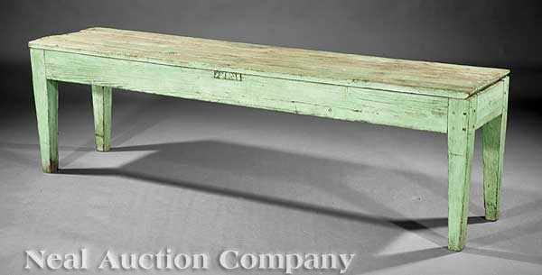 Appraisal: An Antique American Yellow Pine Painted Bench Piedmont South Carolina