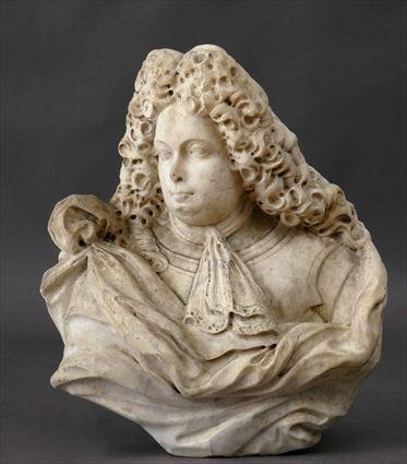 Appraisal: LOUIS XIV CARVED STONE HALF-ROUND BUST OF A GENTLEMAN The