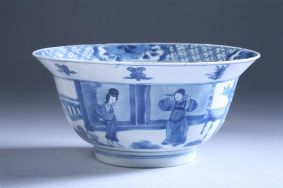 Appraisal: CHINESE BLUE AND WHITE PORCELAIN BOWL Kangxi period Figural decoration