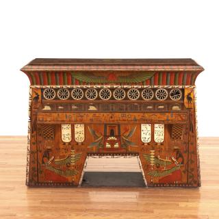 Appraisal: Egyptian Revival spinet piano Egyptian Revival spinet piano Circa hand