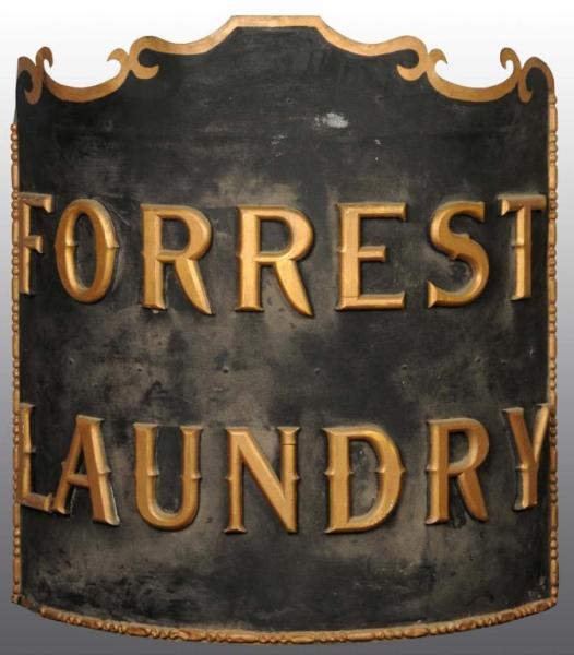 Appraisal: Forrest Laundry Curved Trade Sign Description Turn of the century