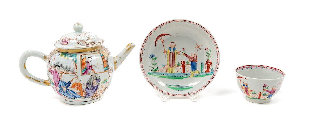 Appraisal: A Chinese Export Famille Rose Porcelain Teapot and Associated Cup