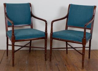 Appraisal: Hickory Chair Co Mahogany Armchairs Pair A slight chair reminiscent