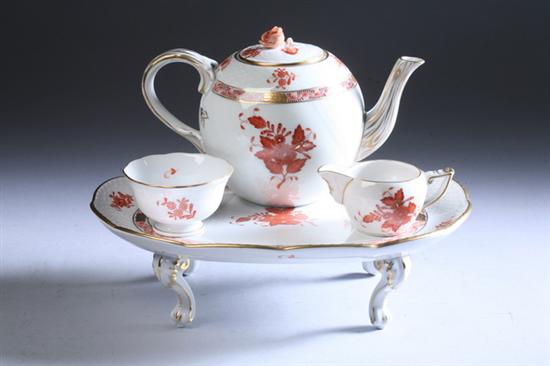 Appraisal: FOUR-PIECE HEREND PORCELAIN TEA SET Chinese Bouquet - rust pattern