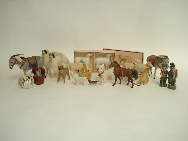 Appraisal: Miniature animals Including two boxed 'Moutons pour creche' three loose