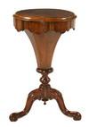 Appraisal: SEWING STAND - Victorian rosewood pedestal base sewing stand with