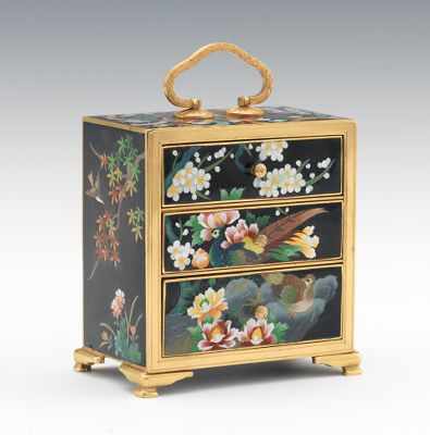 Appraisal: A Miniature Cloisonne Jewery Chest Signed Inaba Fine silver and